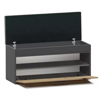 Zapatero cerrado Top e Shop PARMA — antracita y roble, tablero de partículas, 1000×490×350 mm
