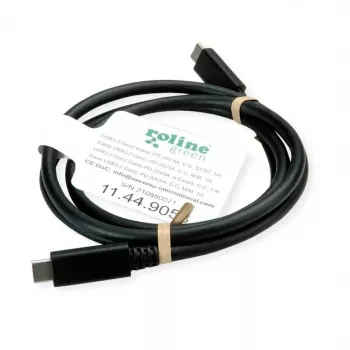 ROLINE Cable USB3.2Gen2 PD 20V5A Type-C-C ST/ST 0,5 m - Cable - Digital/Datos - 0,5 m (11.99.9057)