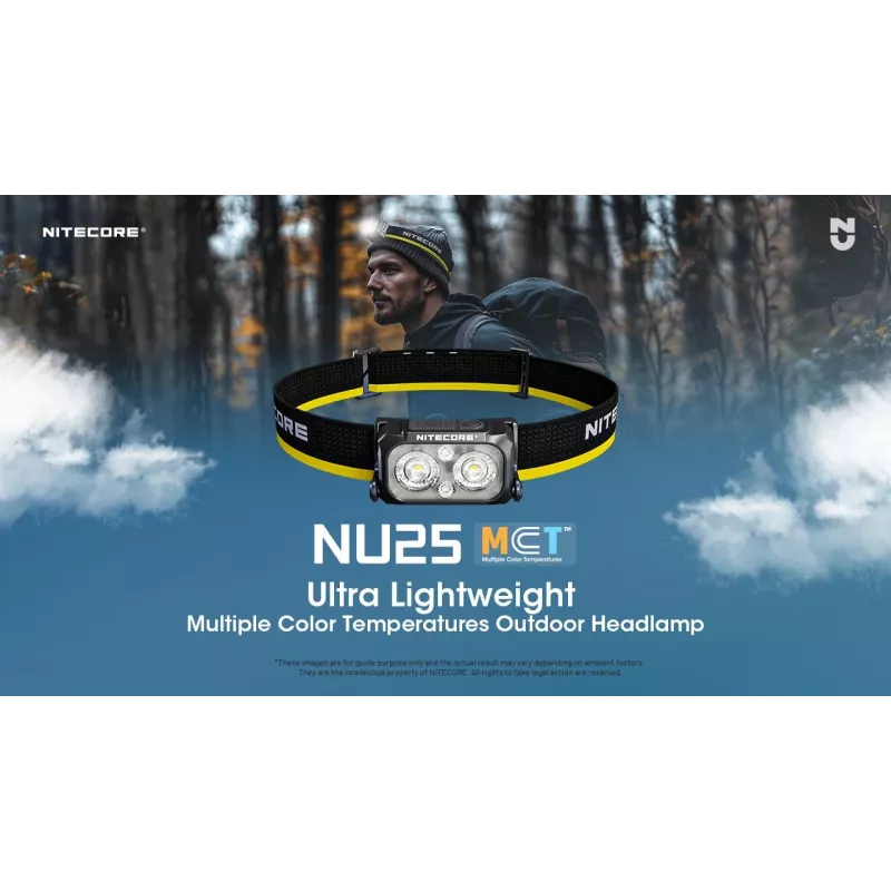 Linterna frontal Nitecore NU25 MCT — linterna frontal recargable, hasta 400 lúmenes, iluminación compacta manos libres