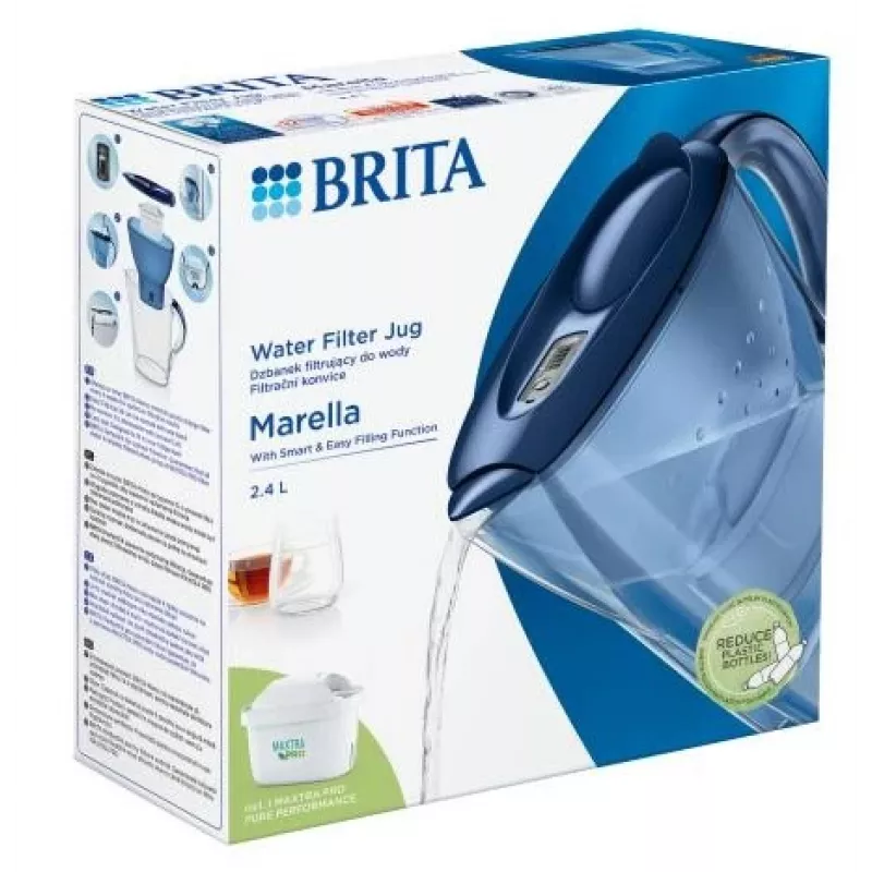 Jarra filtrante BRITA Marella Maxtra Pro 2,4 L, cartucho de repuesto Maxtra Pro, azul