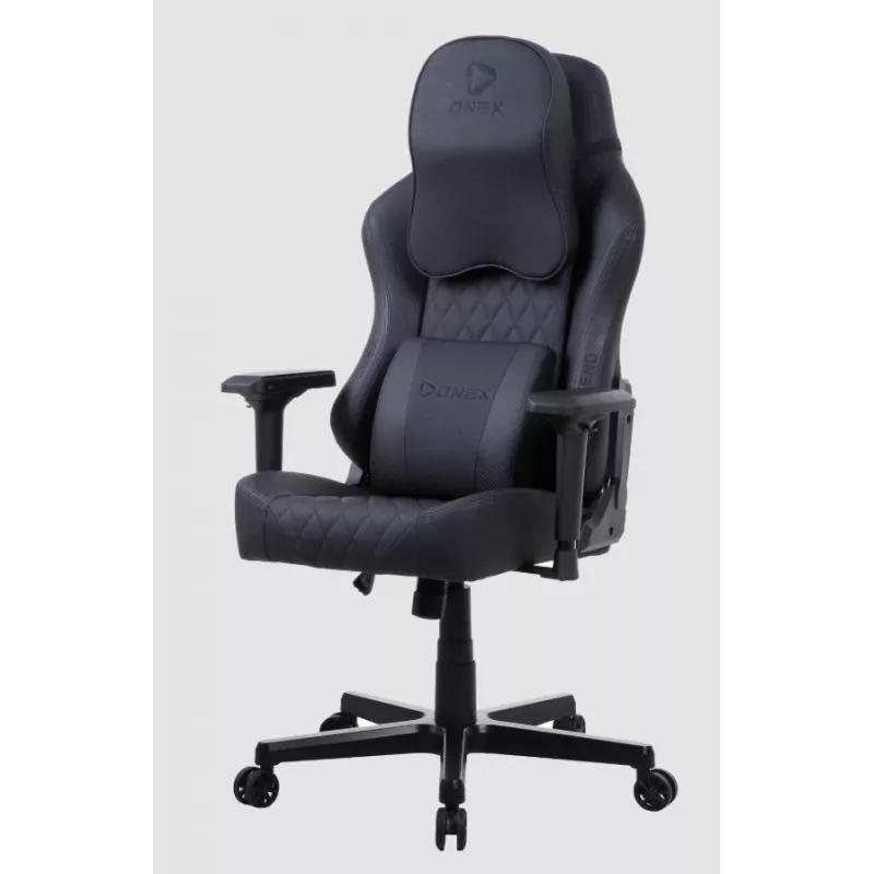 Silla gaming Onex FX8 Formula X — asiento racing ergonómico, reposabrazos ajustables, función de inclinación y balanceo, negro