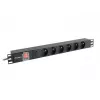 Unidad de distribución de energía LANBERG PDU-06E-0200-BK — 6 salidas Type-E, 16 A, cable de 2 m, rack 1HE, 220–250 V