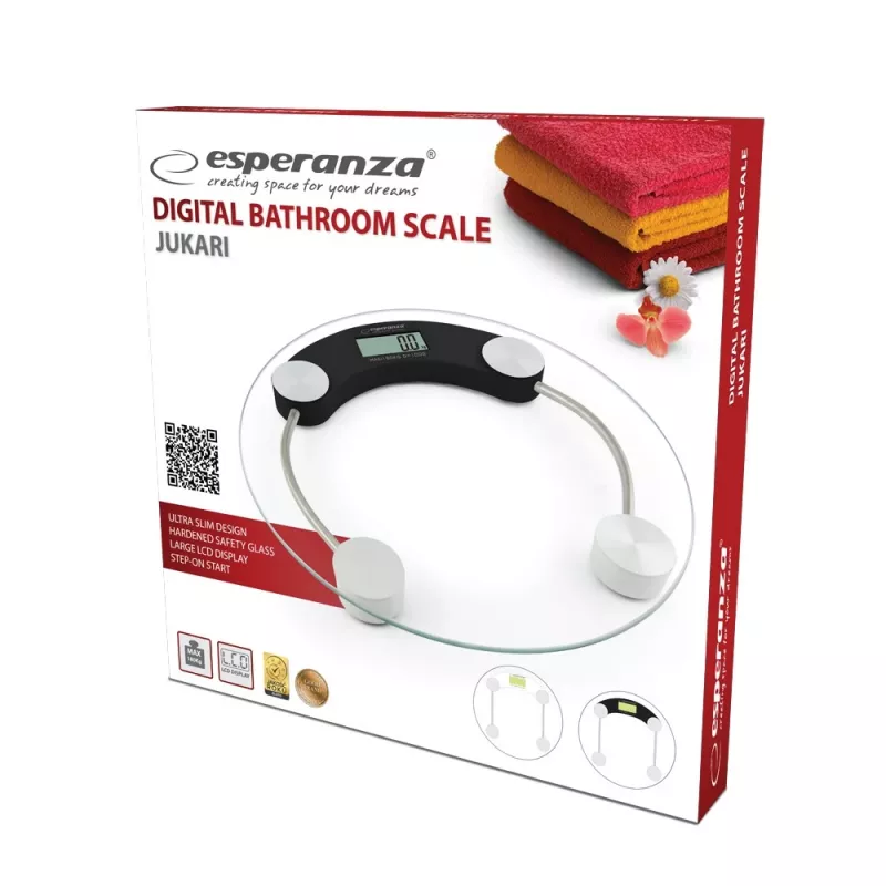 Esperanza EBS007K báscula de baño báscula de baño electrónica circular negra
