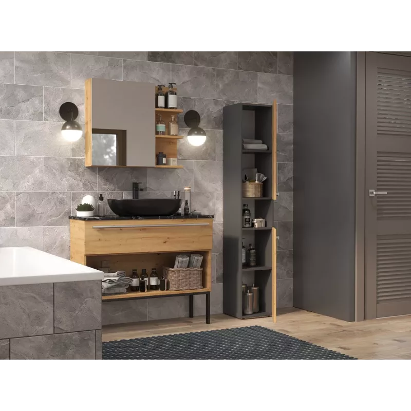 Topeshop NEL I ANT/ART armario de baño grafito, roble