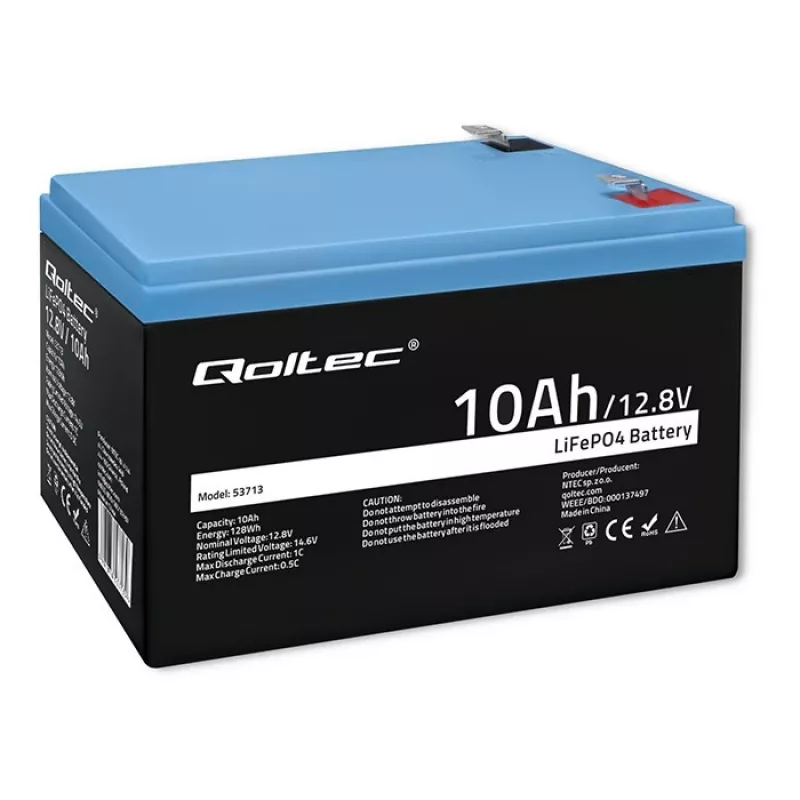 Batería LiFePO4 QOLTEC 10Ah 12,8V 128Wh con BMS integrado