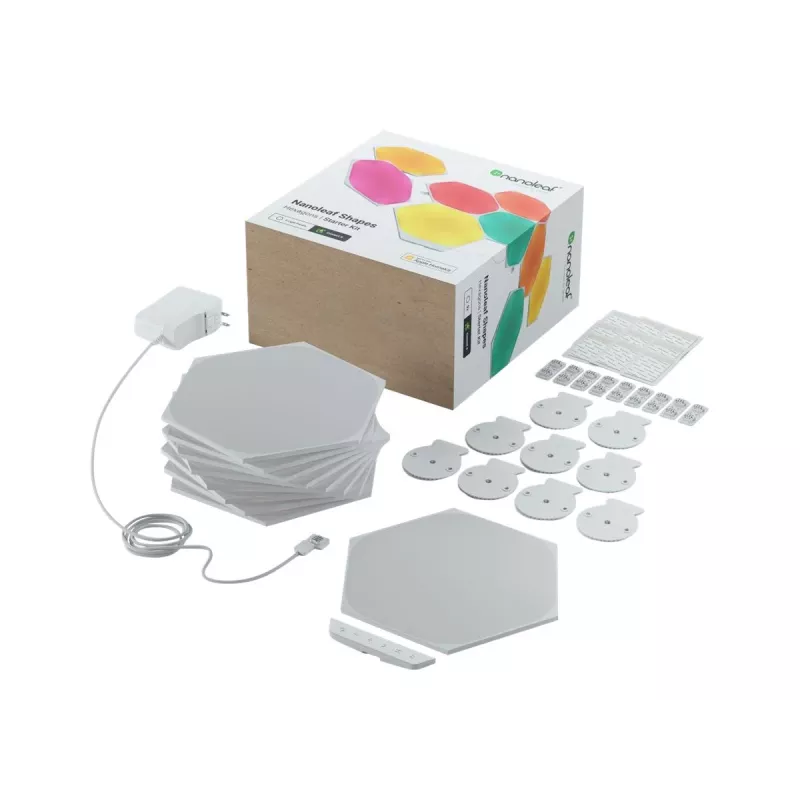 Nanoleaf Shapes Hexagons Smarter Kit, paneles de luz LED, 9 unidades, blanco