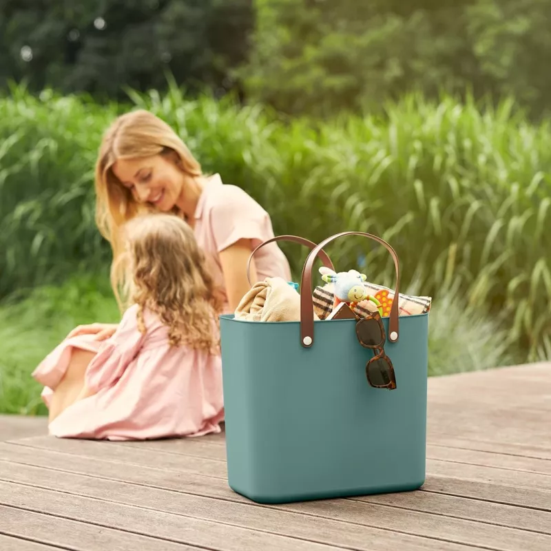 Bolsa rotho Albula verde 25 L plástico reciclado, 340×235×400 mm, carga máx. 40 kg