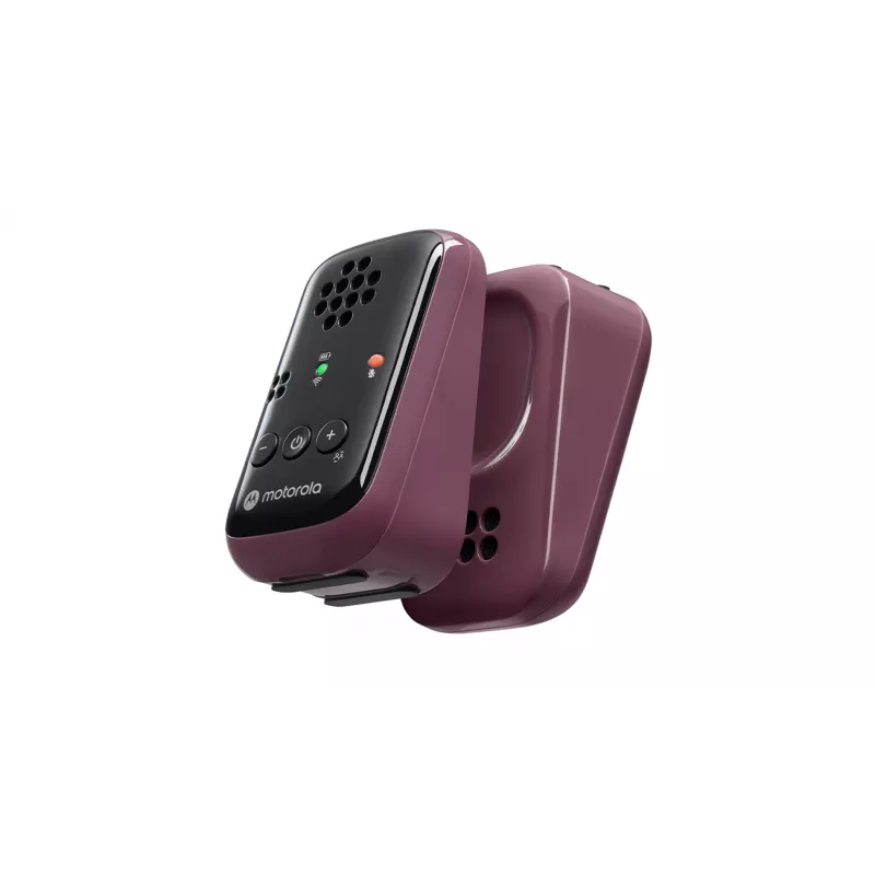 Motorola | Travel Audio Baby Monitor | PIP12 | Sonido HD cristalino; 10 horas de autonomía; El diseño portátil y magnético apaga los dispositivos automáticamente | Rojo burdeos