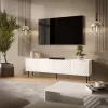 Mueble TV cama meble LUCCA 4D, 2000×400×590 mm, blanco, tablero de aglomerado