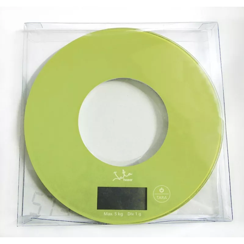 Báscula de cocina electrónica JATA 722P verde transparente cuadrada