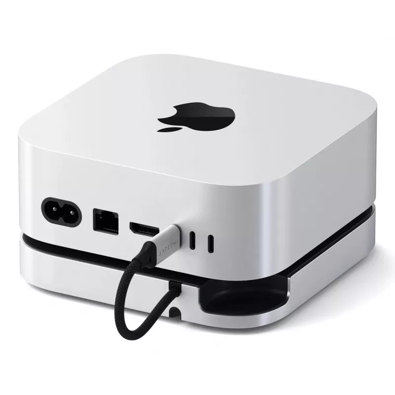 Dock/replicador de puertos para portátil Satechi ST-GNMMES — hub USB 3.2 Gen 2 Type-C con cable, USB-A y SD, plata