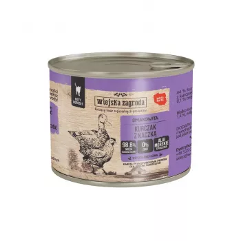 Comida húmeda para gatos wiejskazagroda pollo con pato 200 g bolsa — alimento completo para gatos adultos, 200 g