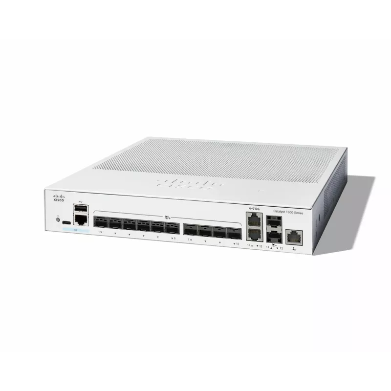 Switch de red Cisco Catalyst C1300-12XS gestionado L2/L3, 12 x 10Gb SFP+, 240 Gbit/s, 16k MAC, montaje en rack, gris