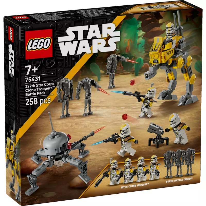 LEGO Star Wars set 327th Star Corps Clone Troopers Battle 75431 — 258 piezas, 7 minifiguras, edad 7+