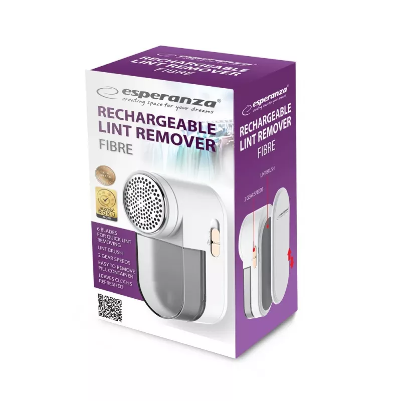 Quitapelusas ESPERANZA ECS010 quitapelusas eléctrico compacto, 6 cuchillas, acero inoxidable, cabezal Ø5,3 cm, recargable 485 mAh, 60 min de autonomía, blanco