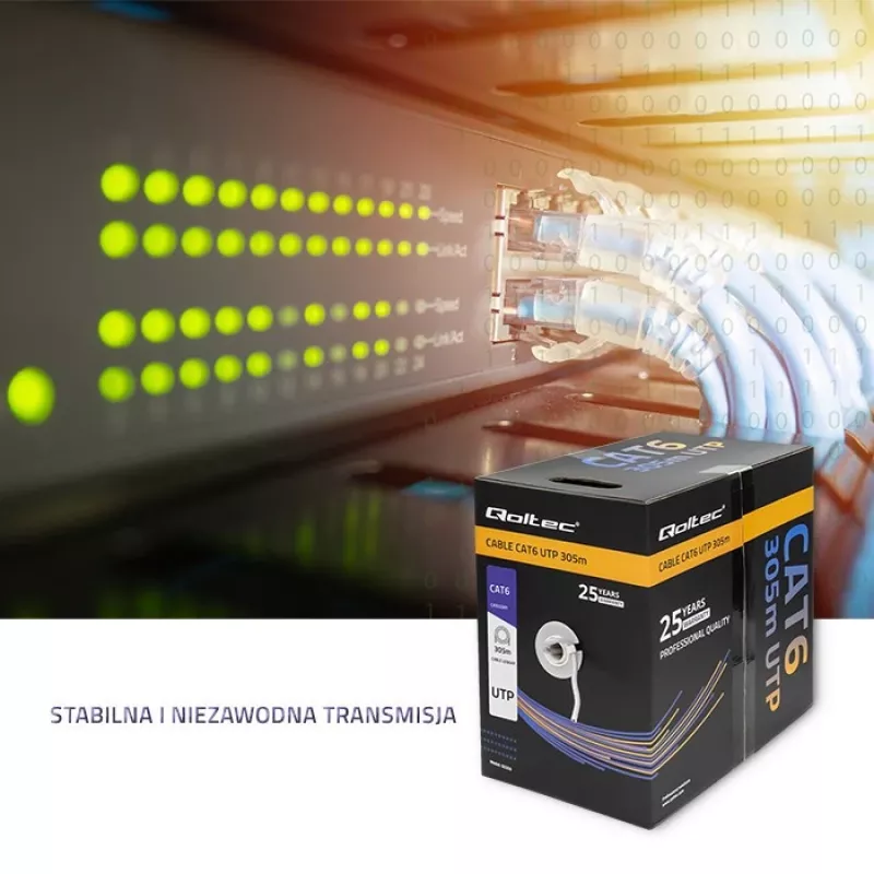 Qoltec 50359 Cat.6 UTP cable, 305 m, gris, PVC