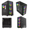 Caja de PC SAVIO Noctis Flow RGB — Cube, ATX/Mini-ITX, 3 ventiladores frontales de 120 mm, ventana lateral de cristal templado, GPU máx. 35 cm