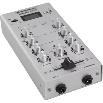 Minimezclador Omnitronic GNOME-202P, mezclador compacto de 2 canales con EQ de 3 bandas