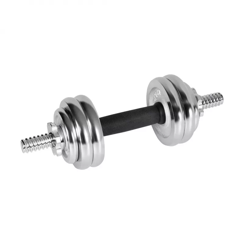 Mancuernas ajustables REBEL ACTIVE Chrome en maletín 15 kg con barra larga
