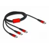 Cable de carga USB DeLOCK 3 en 1 USB Type-C a 3 x USB Type-C 1 m negro/rojo