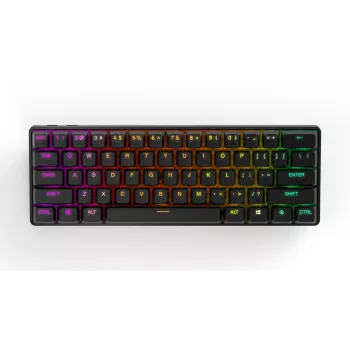 Teclado gaming mecánico STEELSERIES Apex Pro Mini Wireless — factor de forma 60%, USB + RF Wireless + Bluetooth, QWERTY US, negro