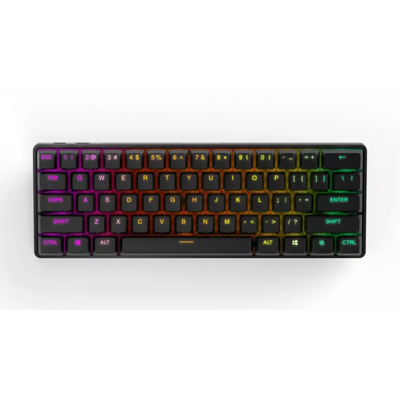 Teclado gaming mecánico STEELSERIES Apex Pro Mini Wireless — factor de forma 60%, USB + RF Wireless + Bluetooth, QWERTY US, negro