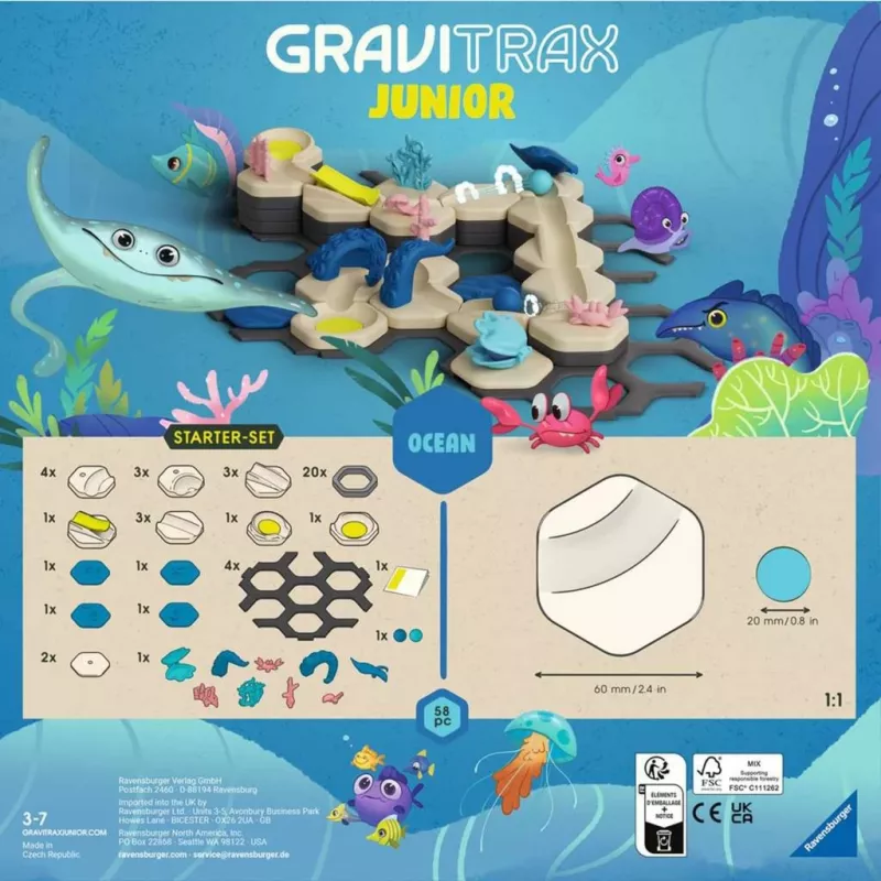 Constructor de pista de canicas Ravensburger GraviTrax Junior Starter-Set S recorrido desierto, modelo 24585