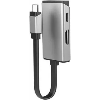 ALOGIC MagForce DUO Charge - Adaptador de vídeo - 24 pin USB-C macho a HDMI, USB-C (solo alimentación) hembra - 13,5 cm - Gris espacial - Compatibilidad con 4K 60 Hz