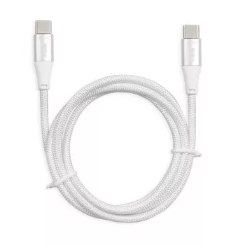 Cable USB-C a USB-C IBOX IKUTC2W 2 m, USB 2.0, 3 A, blanco, trenzado textil