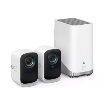 Eufy Security S300 EufyCam 3C set de 2 cámaras cámara de vigilancia exterior inalámbrica, cámara 4K, almacenamiento local ampliable hasta 16 TB, IA de reconocimiento facial