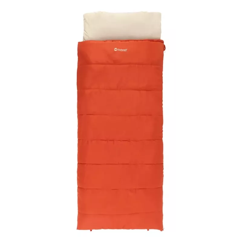 Saco de dormir Outwell Contour Lux rectangular para adultos, poliéster, 2200×850 mm, altura máxima del usuario 190 cm, rojo