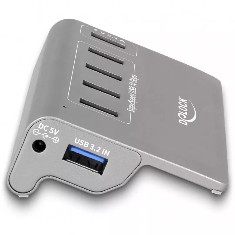 DeLOCK hub USB 10 Gbit/s 4 puertos Type-A 1 puerto de carga rápida