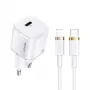 Cargador de pared mini USAMS T36 USB-C, 20 W, PD 3.0, con cable USB-C a Lightning de 1 m