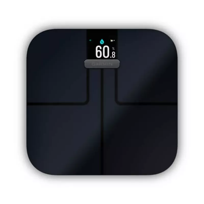 Báscula de personas electrónica GARMIN Index S2 — negra, máx. 181,4 kg, Wi-Fi/Bluetooth, composición corporal