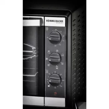 Cocina eléctrica Rommelsbacher BG 1550 Negra, 30 L, 80–230 °C, 7 modos, asador giratorio, temporizador de 120 minutos