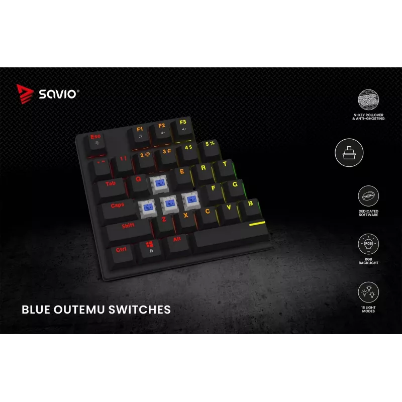 Teclado mecánico RGB Tempest X2 Outemu Blue Savio Savgk-tempest X2 Bl