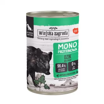WIEJSKA ZAGRODA Monoproteico jabalí - Comida húmeda para perros - 400g
