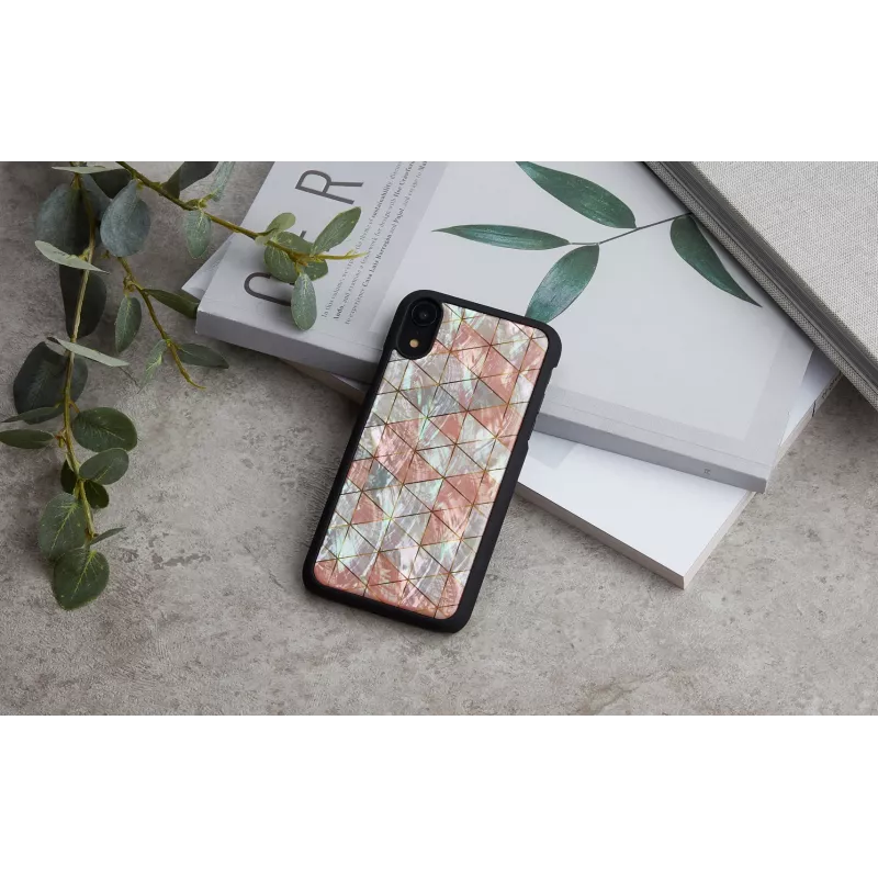 Funda para móvil iKins para iPhone XR — patrón de diamantes, negra