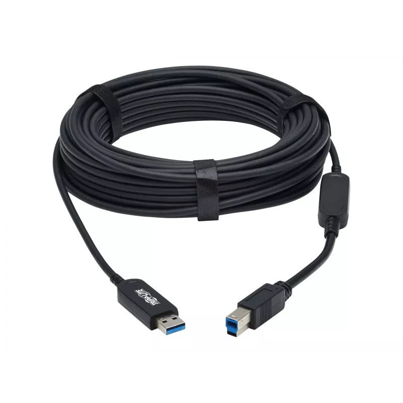 Eaton Tripp Lite Serie cable de fibra óptica activo (AOC) USB 3.2 Gen 1 plenum certificado - A/B M/M, negro, 20 m - cable USB - USB Type-A (M) a USB Type-B (M) - USB 3.2 Gen 1 - 20,0 m - P