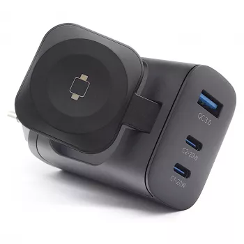 Cargador móvil RealPower 450476 batería portátil, smartwatch, tablet negro AC carga inalámbrica carga rápida interior