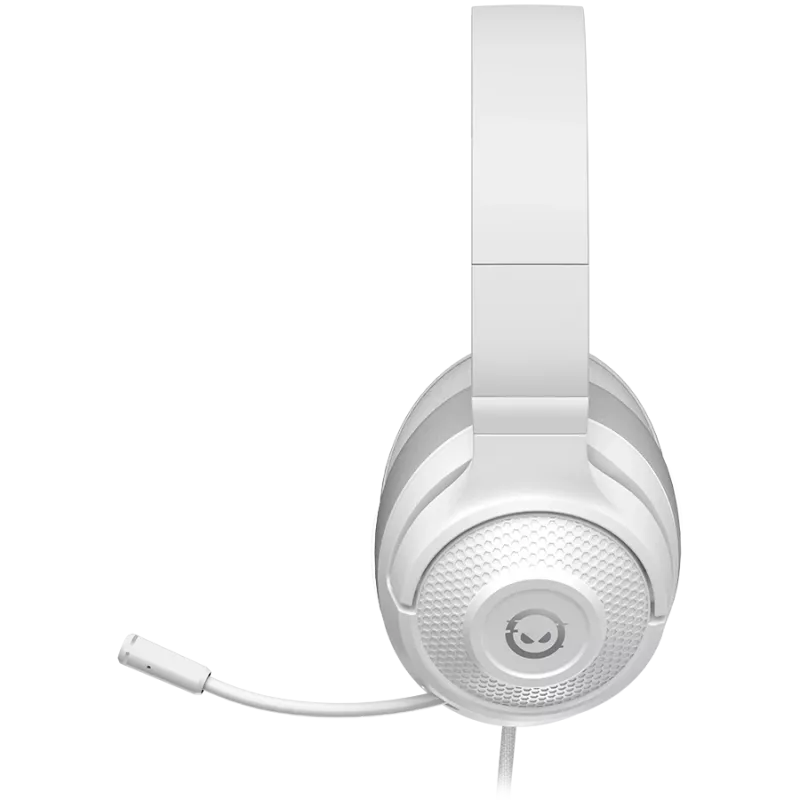 LORGAR Noah 101, Auriculares gaming con micrófono, conexión jack de 3,5 mm, longitud del cable 2 m, diseño plegable, almohadillas de piel sintética PU, tamaño: 185*195*80 mm, 0,245 kg, blanco