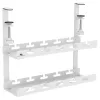 Organizador de cables bajo el escritorio MACLEAN MC-104 W, bandeja de acero de 2 niveles, blanco, carga máx. 5 kg, para grosores de mesa de 0,5–5 cm