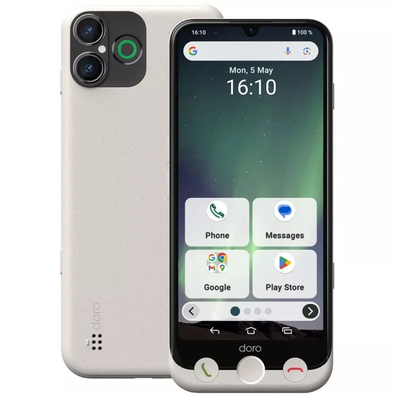 Doro Aurora A30 smartphone para mayores, 6,1 pulgadas, 128GB, Bone