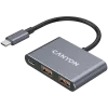 Hub 3 en 1 USB-C CANYON DS-3 gris oscuro – USB-C a USB-A + HDMI + pass-through PD