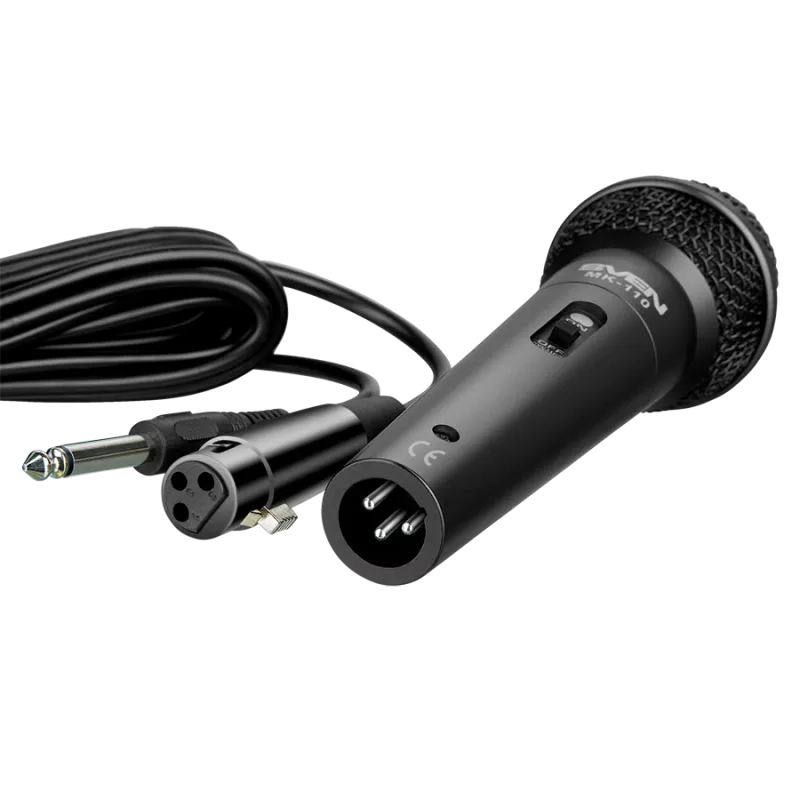 Micrófono SVEN MK-110 (cableado, dinámico, metal, cable 4,0 m, jack 6,3 / 3,5 mm, negro)
