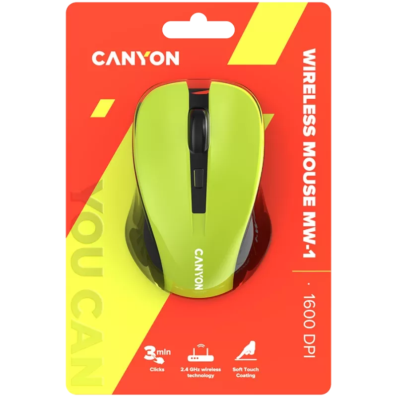 Ratón CANYON MW-1 inalámbrico amarillo CNE-CMSW1Y interfaz