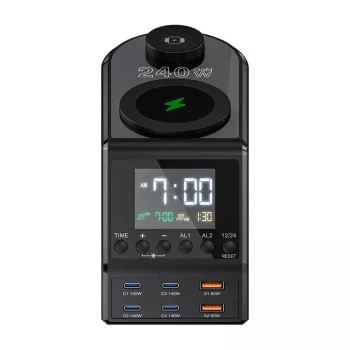 Despertador BlitzWolf BW-FW10 con 2×USB-A y 4 puertos USB-C