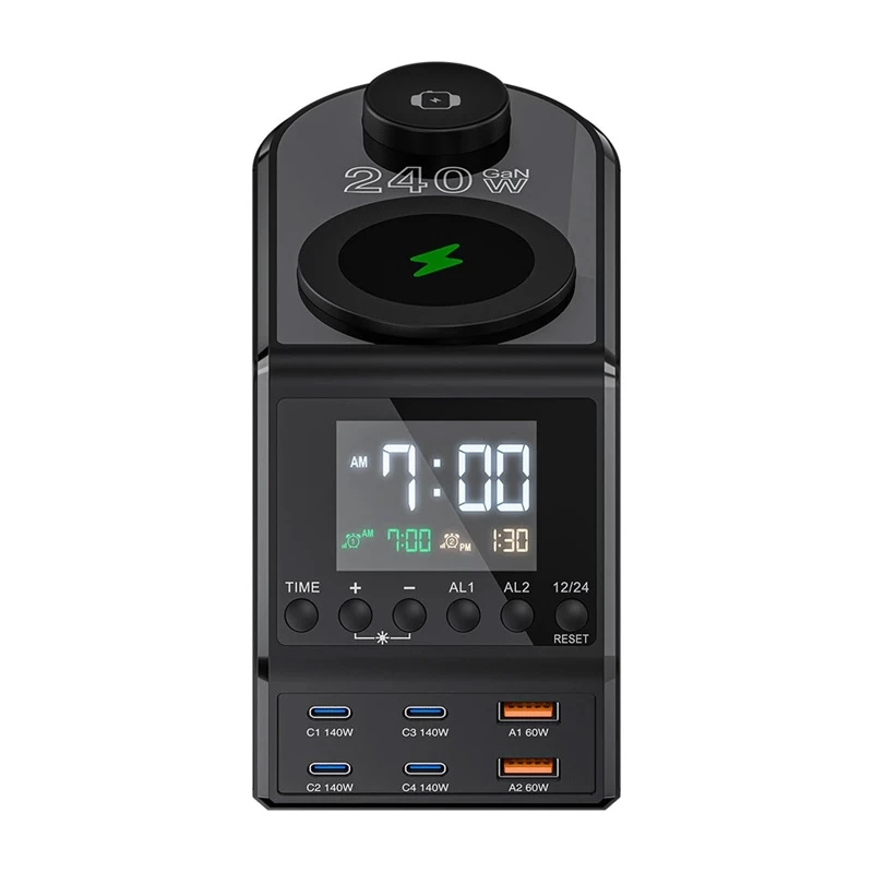 Despertador BlitzWolf BW-FW10 con 2×USB-A y 4 puertos USB-C
