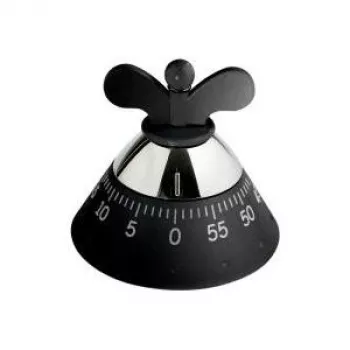 Temporizador de cocina Alessi A09 B negro 120mm x 120mm x 90mm