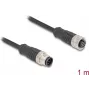 Cable Delock M12 A-codificado conector macho 8 polos a conector hembra PVC 1 m (80803)